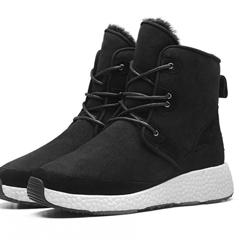 AU&MU women Suede Upper matching Fur Boots
